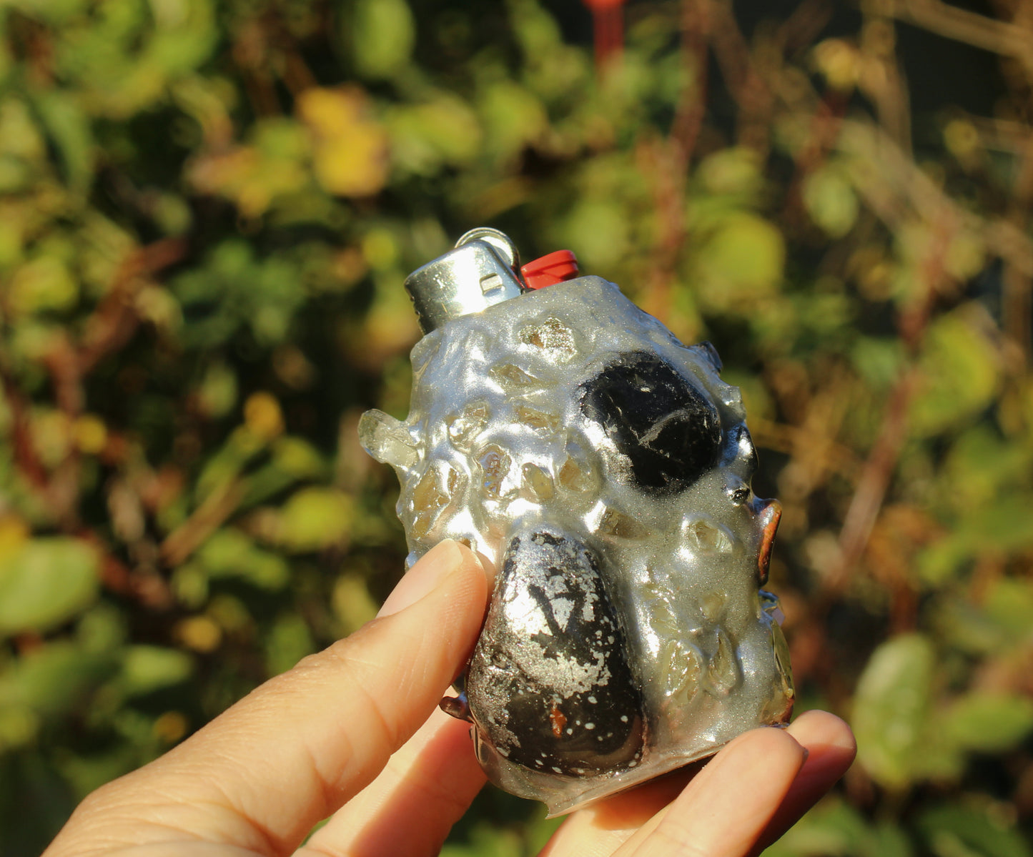 Snowflake obsidian and glass